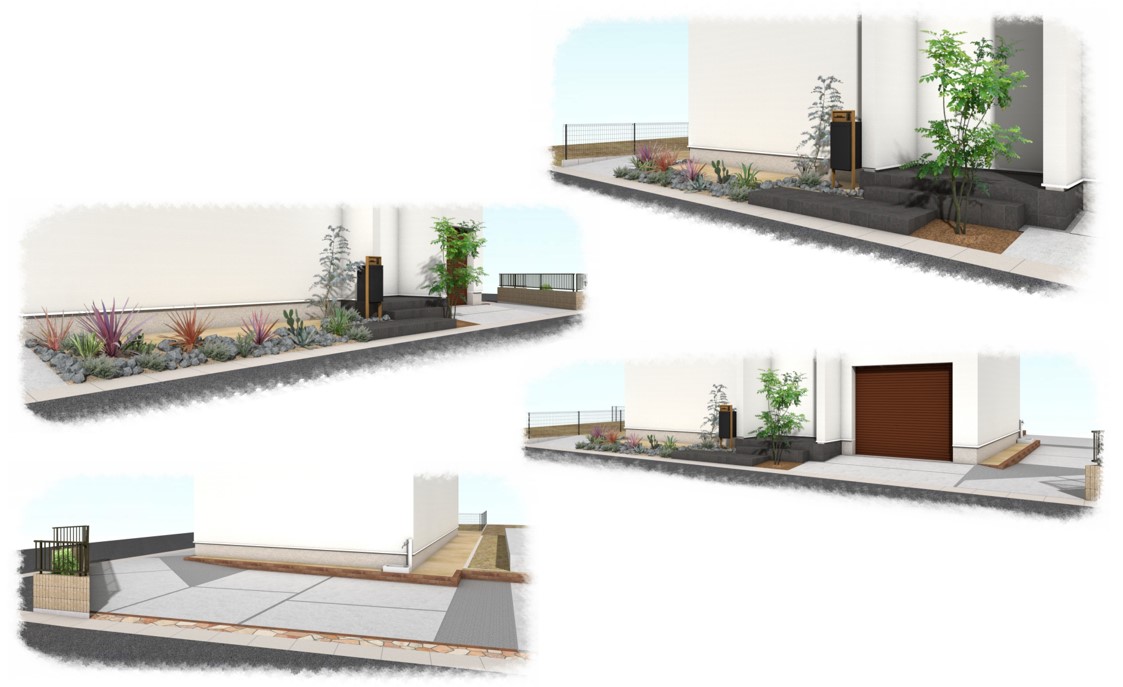 越谷市新築外構一式のパース図
